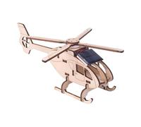 Monozoz Solar Wooden Helicopter Model - 3D Wooden Helicopter Puzzle Kit | Creative Puzzle Set, Construction Woodcraft Set, Educational STEM Toy For Children Adults