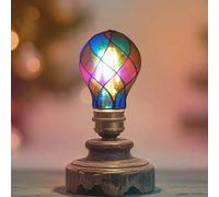 Monozoz Stained Glass LED Light Bulb E26 Base A60 Colorful Lightbulb 120V Lightbulb Bulbs for Christmas XmasHome Balcony Garden Party Decoration(4W) Lifespan: 27,000 Hours