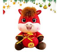 Monozoz Stuffed Horse - Chinese New Year Animals,2026 Cartoon God Of Wealth Peace Chinese New Year Mascot Doll for Nursery Bedside Table Sofa Decor Party