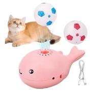 Monozoz Whale Floating Ball | Blowing Ball Cat Teaser | Interactive Hunting Toys, Boredom Buster, Built-in Fan, Pet Supplies for Kittens Training