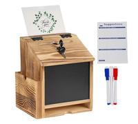 Monozoz Wood Comment Box | Wooden Lockable Wall Mounted Savings Fundraising Tool | Tips Collection Donation Bucket,for Cafe School Office Bar Community Hall