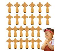 Monozoz Wood Holding Cross Confirmation, Prayer Cross For Hand, Small Hand Held Pine Wooden Cross,Clinging Cross, Handheld Comfortable Cross To Fit In Your Hand, Palm Cross For Belief, 6x3.4 CM