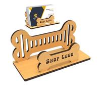Monozoz Wooden Business Card Stand, Business Card Holder with Dog, Wooden Business Card Stand | Made of Carved Wood in the Shape of Dog Bone, Desktop Business Card Organiser for Pets