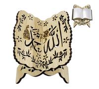 Monozoz Wooden Foldable Quran Bible Holy Book Holder, Arabic Oriental Decoration