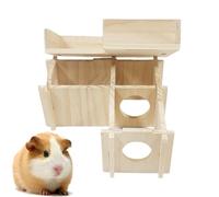 Monozoz Wooden Hamster, Wooden Hamster, Wooden House Chamber, Exploration House with Fun Climbing Ladder Slide, Secret Peep Hamster House for Dwarf Gerbils, Mice, Mice and