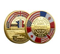Monozoz World War 2 Nor ma ndy D-Day 70th Anniversary Victory WW2 Commemorative Coin, Royal Marines Commando Me morabilia Set Of 2 Silver Spoof Challenge Co ins