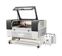 Monport 60W CO2 Laser Engraver with Water Chiller, 700x500mm Industrial Laser Engraving Machine with Built-in Air Assist Red Dot Guidance Digital Controller, Autofocus for Wood Metal Silver Leather