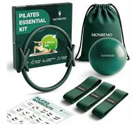 MONREMO Women's Pilates Essential Kit - 14" Ring (Magical Circle), Mini Ball with Pumps, 3 Fabric Resistance Bands, Drawstring Carrying Case and Illustrated Exercise Guide - Home Pilates Kit