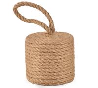 Monrocco Decorative Door Stoppers for Bottom of Door4 lb Rope Knot Door Stop Weighted Doorstopper, Heavy Nautical Doorstop for Bedroom, Living Room, Window Wedge, Bookend, Cylindrical (Natural)