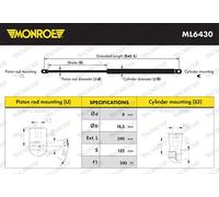 Bonnet Gas Spring Fits Mercedes-Benz Citan MONROE ML6430