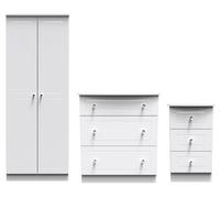 Monroe Ready Assembled 3 Piece Bedroom Furniture Set - White Matt / White - Welcome Furniture | TJ Hughes