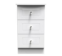 Monroe Ready Assembled Bedside Table with 3 Drawers - White Matt / White - Welcome Furniture | TJ Hughes