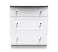 Monroe Ready Assembled Chest Of Drawers with 3 Drawers - White Matt / White - Welcome Furniture | TJ Hughes