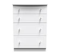 Monroe Ready Assembled Chest Of Drawers with 4 Drawers - White Matt / White - Welcome Furniture | TJ Hughes