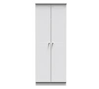 Monroe Ready Assembled Wardrobe with 2 Doors - White Matt / White - Welcome Furniture | TJ Hughes