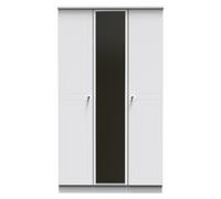 Monroe Ready Assembled Wardrobe with Triple Mirror - White Matt / White - Welcome Furniture | TJ Hughes