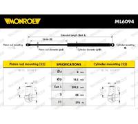 MONROE Gas Spring, boot/cargo area | ML6094 | OE-Matching Quality | Smooth Opening Support | Pack of 1