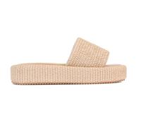 Monrovia Platform Sandals Women Raffia Wicker Espadrilles, Slip On Low Wedge Slides, Summer Straw Vacation Shoes, Comfortable Rattan Platform Flats Beach Sandals Pool Daily Wear, Upgrade Natural, 5 UK