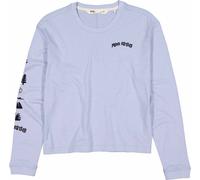 Mons Royale - Lightweight organic cotton and merino T-shirt - Yonder W Merino Organic Cotton Long Sleeve Frost for Women in Wool - Size S - Blue Blue S