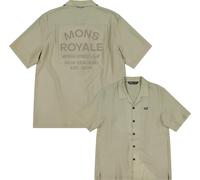 Mons Royale - Merino wool shirt and Tencel® - Men - Breezer M SS Shirt M Dried Eucalyptus for Men in Wool - Size L - Beige Beige L