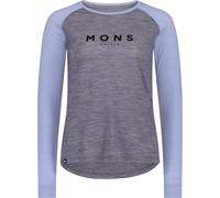Mons Royale - Merino wool T-shirt - Icon Merino Raglan LS W Grey Heather/Skyline for Women in Wool - Size S - Purple Purple S