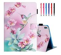 MonsDirect Case for iPad 9th Generation 10.2 inch iPad 8th 7th Generation 2021-2019, Suede Multi-Angle Stand Cover with Auto Wake/Sleep & Pen Holder & Card Slots for iPad 10.2/Pro 10.5", Hummingbird