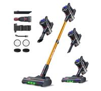 MONSGA Cordless Vacuum Cleaner, 45KPa/450W/55Mins Lightweight Stick Vacuum | Self-Standing,Anti-Tangle Brush,LED Headlights,Detachable Battery,Wall-Mount Handheld Vacuum Cleaner for Pet Hair/Carpet