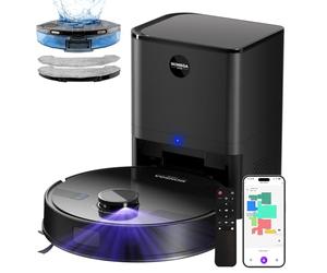 MONSGA Robot Vacuum with Mop, 7000Pa Powerful Suction, Lidar Navigation Robotic Vacuum with 3.5L Self-Empty Station, 180mins Runtime, APP/Remote/Voice Control, for Hard Floors and Carpets (MS1MAX)