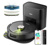 MONSGA Robot Vacuum with Mop Self Emptying, 8000Pa Suction, Dual Anti-Tangle, Lidar Navigation, Protective Charging Base Pad, 90 Days Hands-Free, APP/Remote/Voice Control, for Hard Floors, Balck