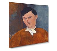 Monsieur Deleu No.1916 by Amedeo Modigliani Canvas Print | Gallery Wrapped 30mm Frame Wall Art | 14x14 inches | Ready to Hang | Classic Picture | Living Room Bedroom Lounge Office
