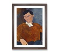 Monsieur Deleu No.1916 By Amedeo Modigliani Classic Painting Framed Print | A3 Walnut Framed Wall Art | Ready to Hang | Classic Historical Picture | Living Room Bedroom Lounge Office