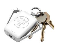 Monsieur-Trendy Customisable Ultra-Compact Backup Battery with Built-In USB-C and Lightning Cables, LED Torch, 4000 mAh, White (White)