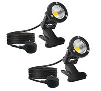 Monsing LED Spot Lights Outdoor Waterproof Clamp Lights Landscape Lights Spotlight with Clip for Accent Lighting Plants Yard Garden Decorative Lamp Shop Billboard(Warm White 7W 2 Pack)