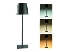 Monsing Rechargeable Cordless Table Lamp, Portable LED Desk Light Touch Lamp with 3-Color Dimming,Battery Operated, Waterproof Suitable for Outdoor, Garden, Restaurant, Camping (Black)