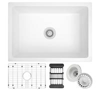 Monsinta Undermount White Granite Composite Sink - 27 Inch Small Kitchen Sink With Accessories