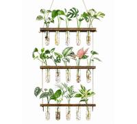 Monsiter QE 3 Tier Wall Hanging Propagation Stations with 15 Glass Test Tubes, Plant Terrarium Propagation Tubes Planter for Hydroponic Cuttings, Window Decor Gift for Plant Lovers