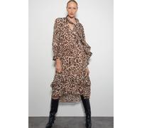 Monsoon Allegra Pussybow Leopard Print Midi Dress Brown Brown