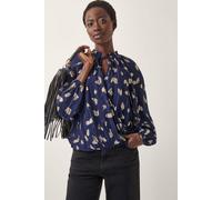 Monsoon Angela Leaf Print Wrap Blouse Blue Blue M