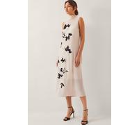 Monsoon Ari Floral Embellished Midi Dress Cream Cream
