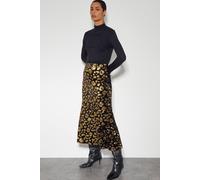 Monsoon Arwen Sequin Leopard Velvet Midi Skirt Black Black 16