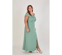 Monsoon Beatrice Crepe Bardot Maxi Dress Blue In Green Green 18