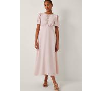 Monsoon Bonnie Bow Puff Sleeve Midi Dress Pink Pink