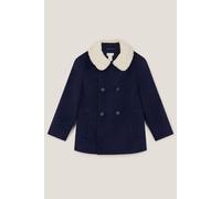 Monsoon Boy's Borg Collar Pea Coat Blue | Size: 2-3 Years Monsoon Blue 2-3 Years