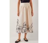 Monsoon Bridget Embroidered Midi Skirt Ivory Ivory