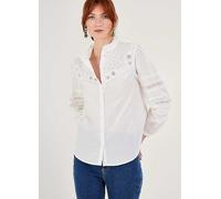 Monsoon Bronwyn Broderie Pintuck Embroidered Blouse White