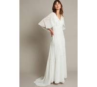 Monsoon Cali Embellished Cape Sleeve Wedding Dress Ivory Ivory 12