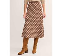 Monsoon Checked Lace Trim Midi A-Line Skirt Brown Mix