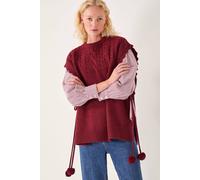 Monsoon Coco Sleeveless Cable Knit Poncho Red Red L/XL