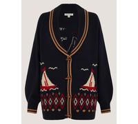 Monsoon Cotton Rich Boat Cardigan Navy Mix