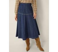 Monsoon Denim Midi A-Line Skirt Blue